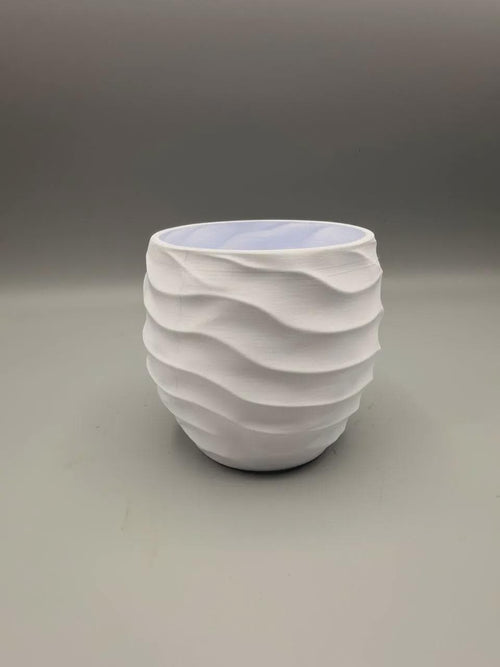 3D Printed Planter Pot, Modern Wavy Plant Holder, Geometric Home Decor, Indoor Planter for Desk Shelf Windowsill