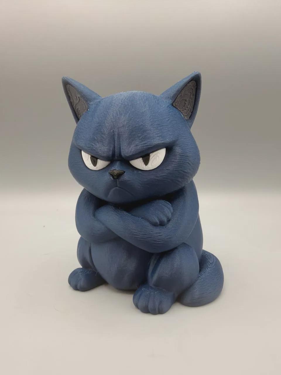 Grumpy Cat Figurine, Funny 3D Printed Desk Decor, Unimpressed Cat Collectible Gift for Cat Lovers