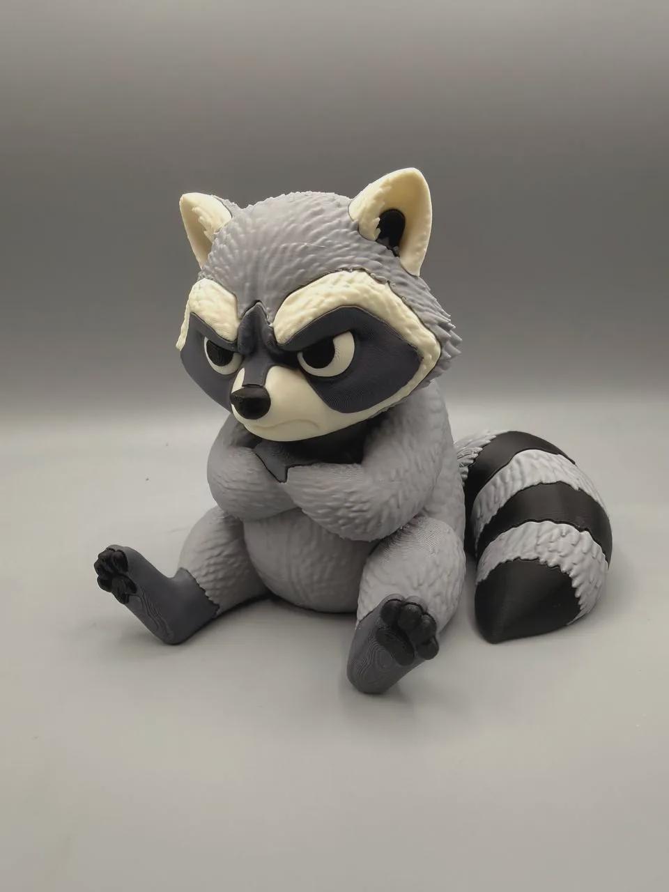 Judgmental Trash Panda Figurine, Arms-Crossed Grumpy Raccoon Who Is Absolutely Done With You