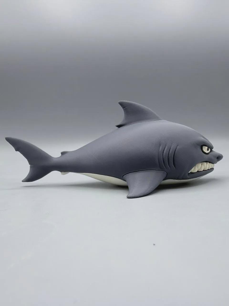 Grumpy Shark Figurine, Funny 3D Printed PETG Desk Decor, Floating Great White Collectible Gift