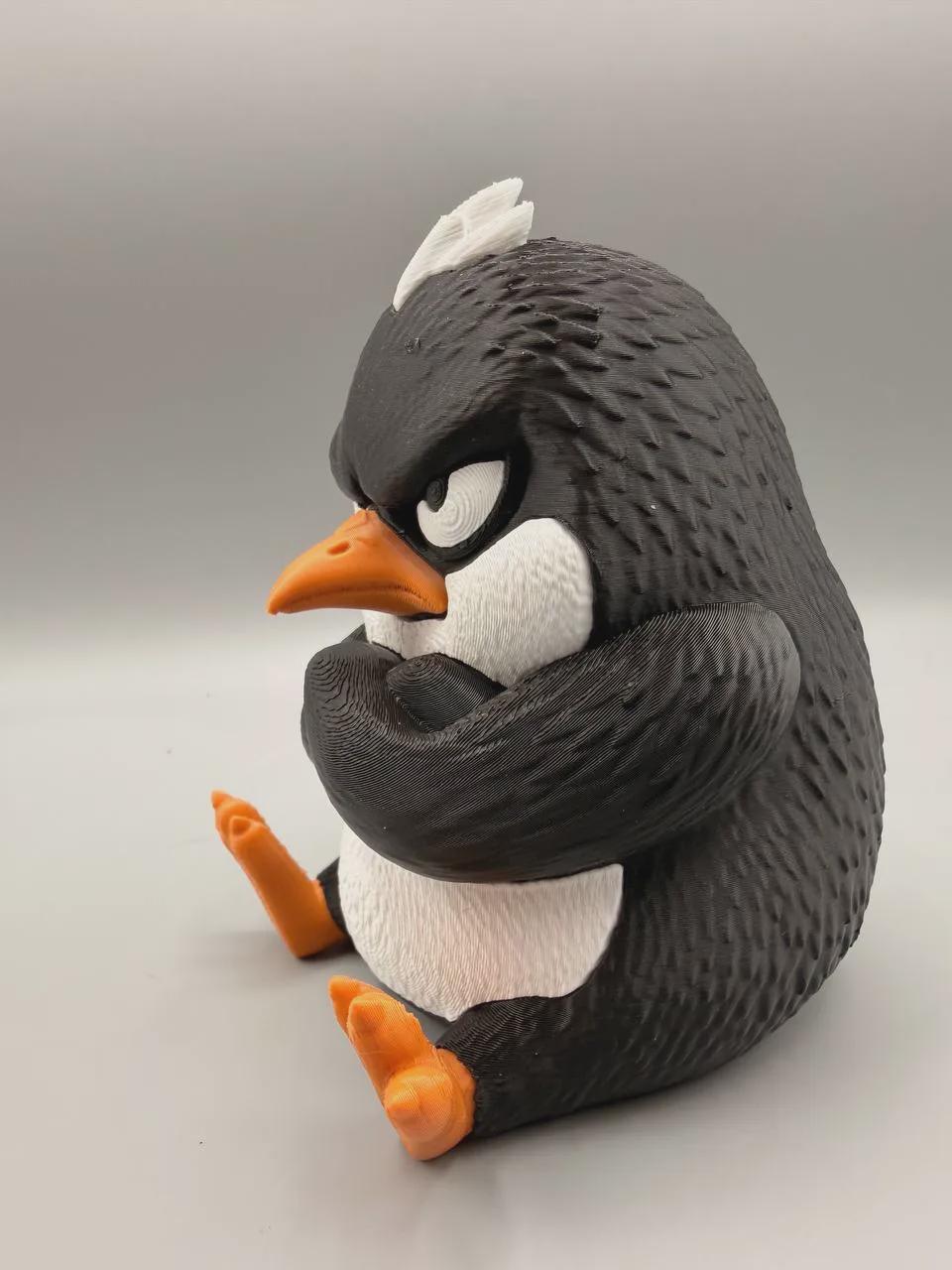 Grumpy Penguin Figurine, Funny 3D Printed Desk Decor, Judgmental Waddle Collectible Gift