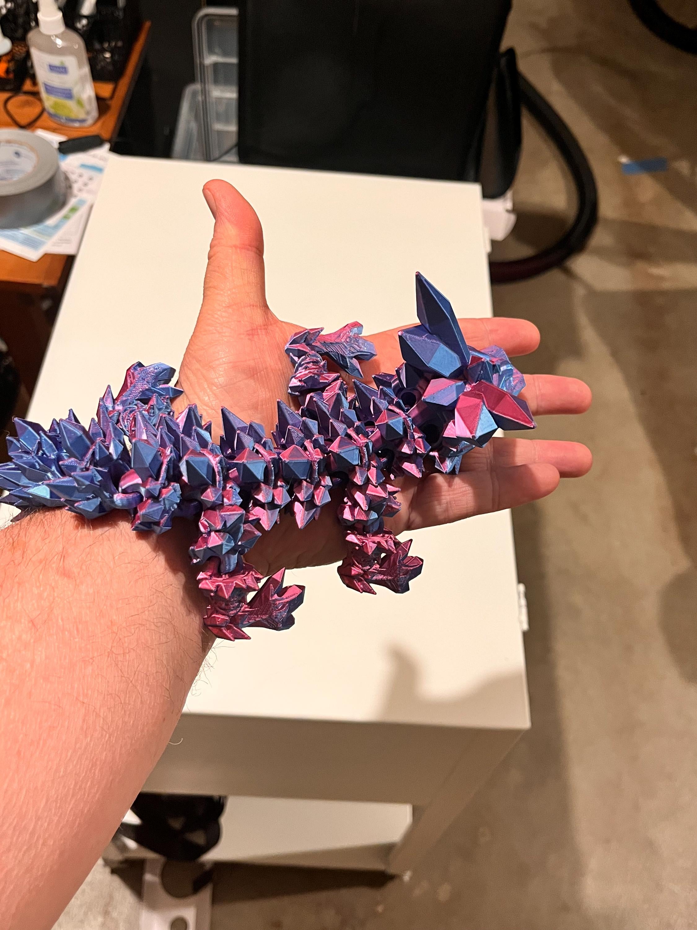 Flexi Baby Crystal Dragon 3D Printed | Articulated Fidget Toy | Wingless Dragon | Desk Buddy & Gift