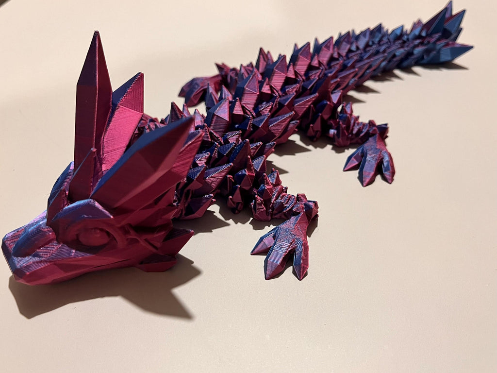 Flexi Baby Crystal Dragon 3D Printed | Articulated Fidget Toy | Wingless Dragon | Desk Buddy & Gift