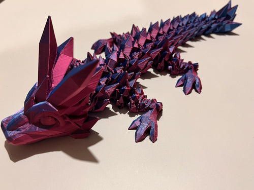 Flexi Baby Crystal Dragon 3D Printed | Articulated Fidget Toy | Wingless Dragon | Desk Buddy & Gift