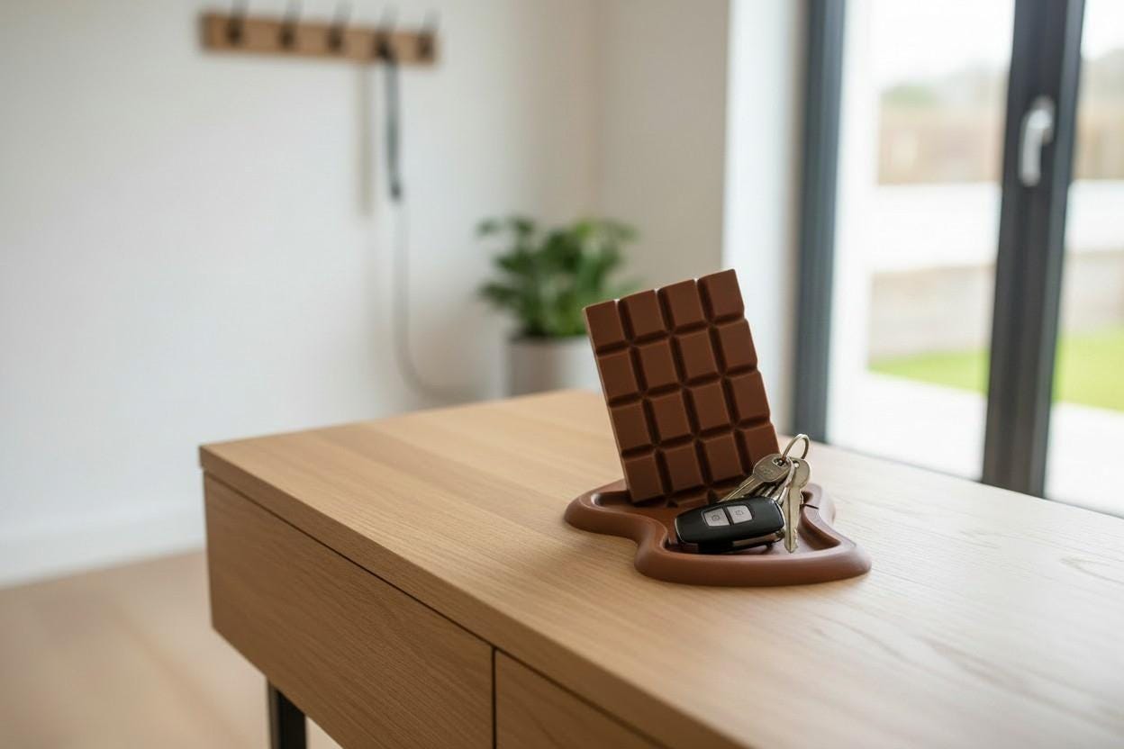 Unique Chocolate Lover Gift - Melting Candy Phone Stand, Whimsical Kitchen Counter Key Tray, Cute Bedroom Nightstand Catchall, Foodie Gift