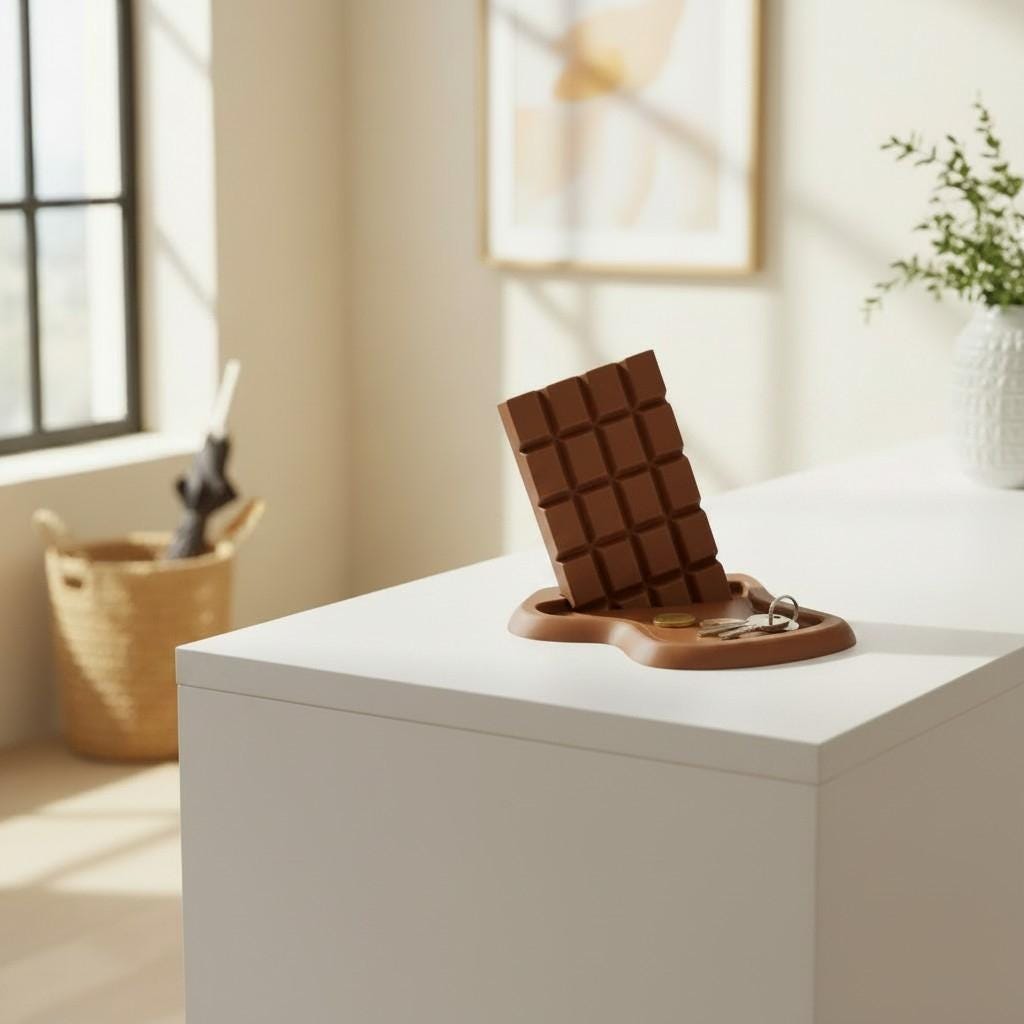 Unique Chocolate Lover Gift - Melting Candy Phone Stand, Whimsical Kitchen Counter Key Tray, Cute Bedroom Nightstand Catchall, Foodie Gift