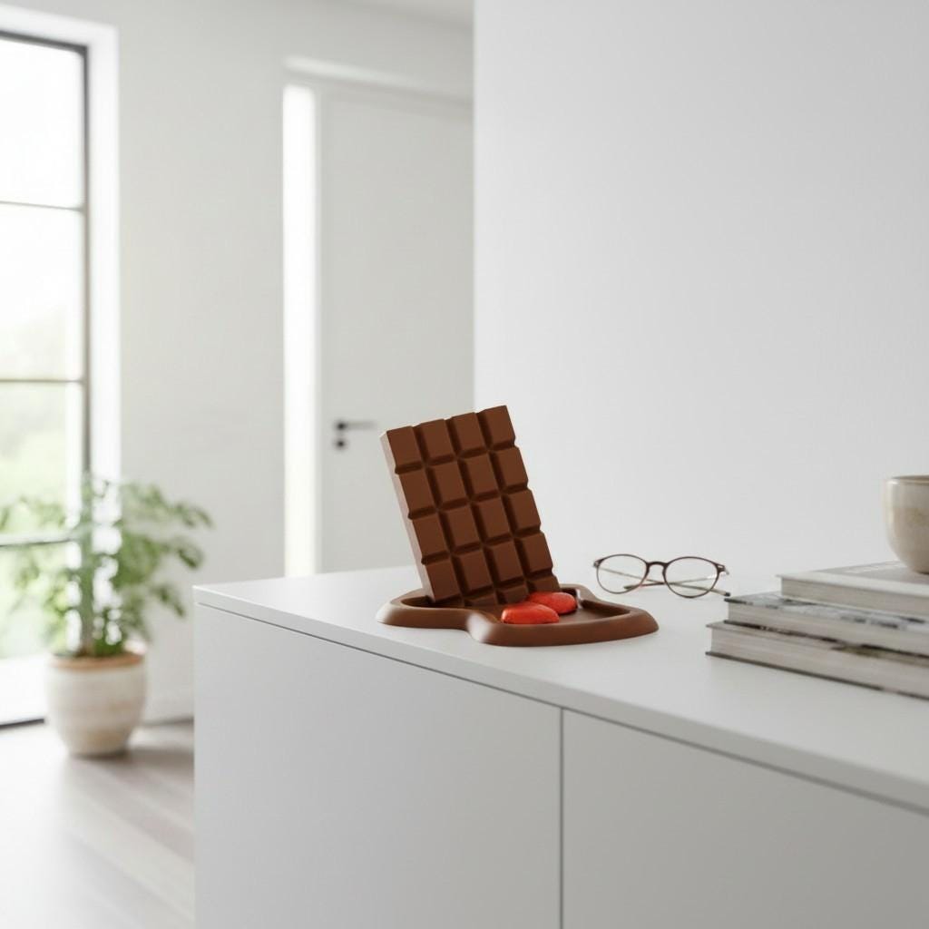 Unique Chocolate Lover Gift - Melting Candy Phone Stand, Whimsical Kitchen Counter Key Tray, Cute Bedroom Nightstand Catchall, Foodie Gift