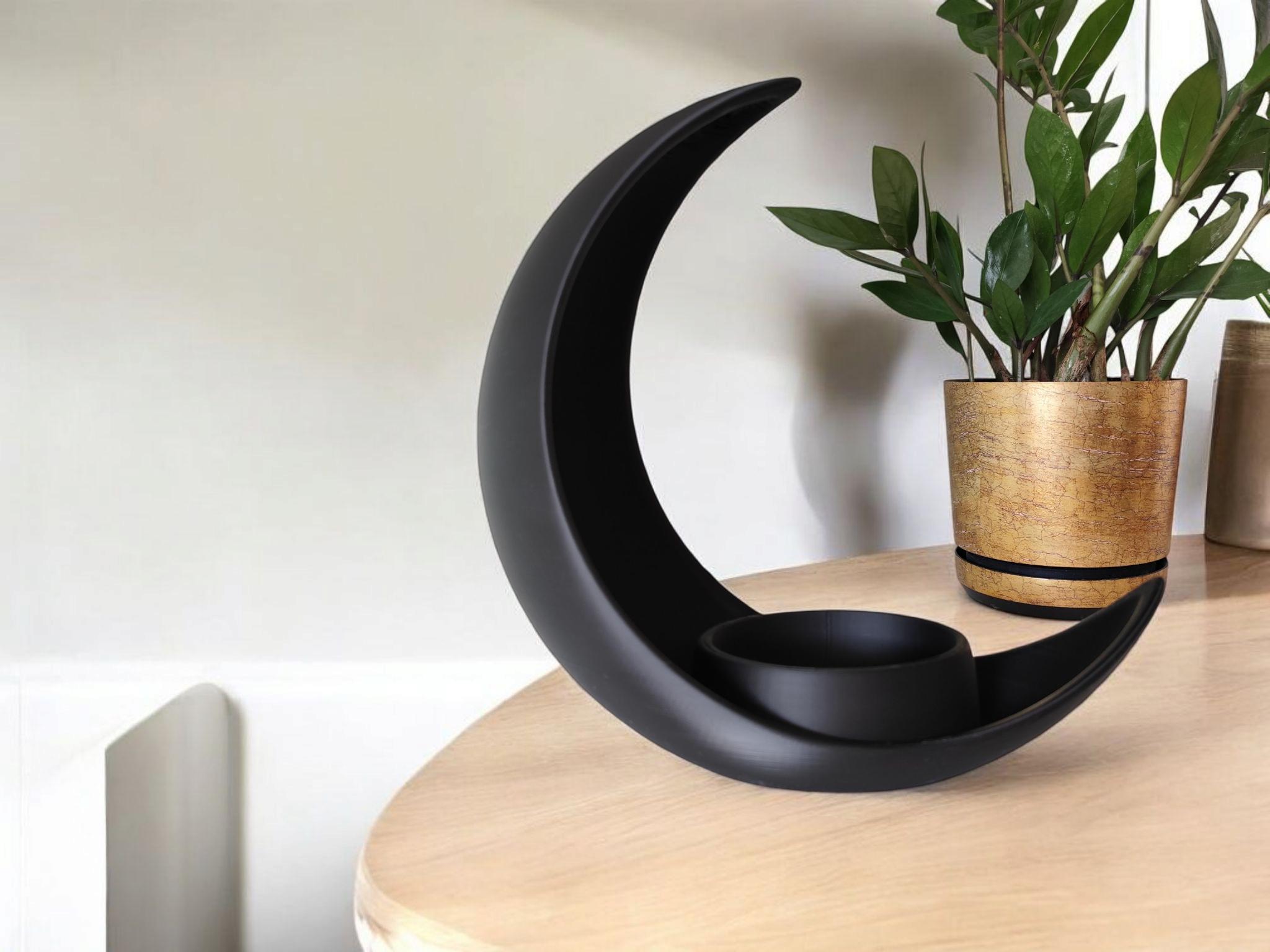 Crescent Moon Planter 3D Printed Succulent Pot Moon Plant Holder Boho Shelf Decor Minimalist Gothic Home Decoration by Deltaprints