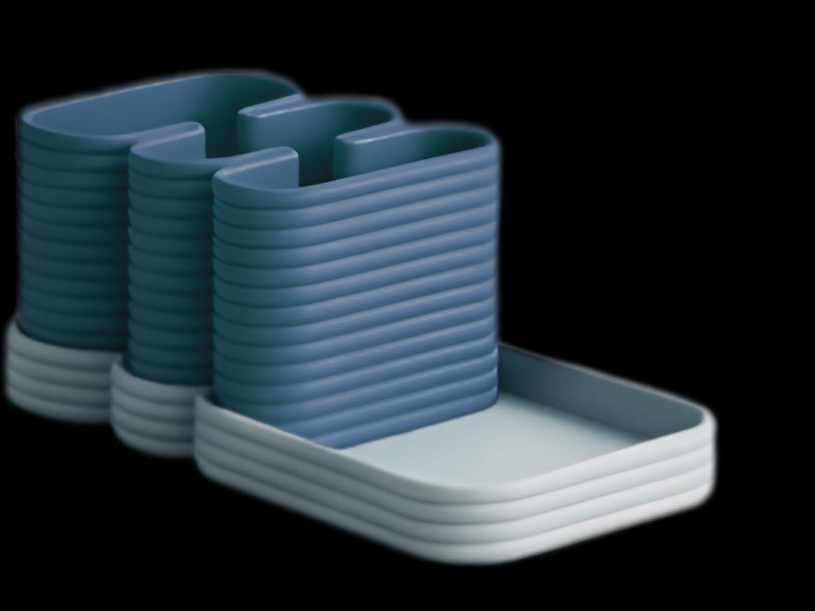 Remote Holder with Catchall Tray Desk Organizer, 3 Compartment 3D Printed Caddy, Removable Insert, Minimalist Tabletop Valet