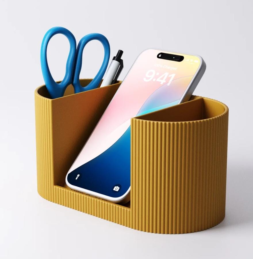 Desk Organizer with Phone Stand | 3D Printed Office Organizer | Pen Holder & Desk Caddy | Work From Home Gift
