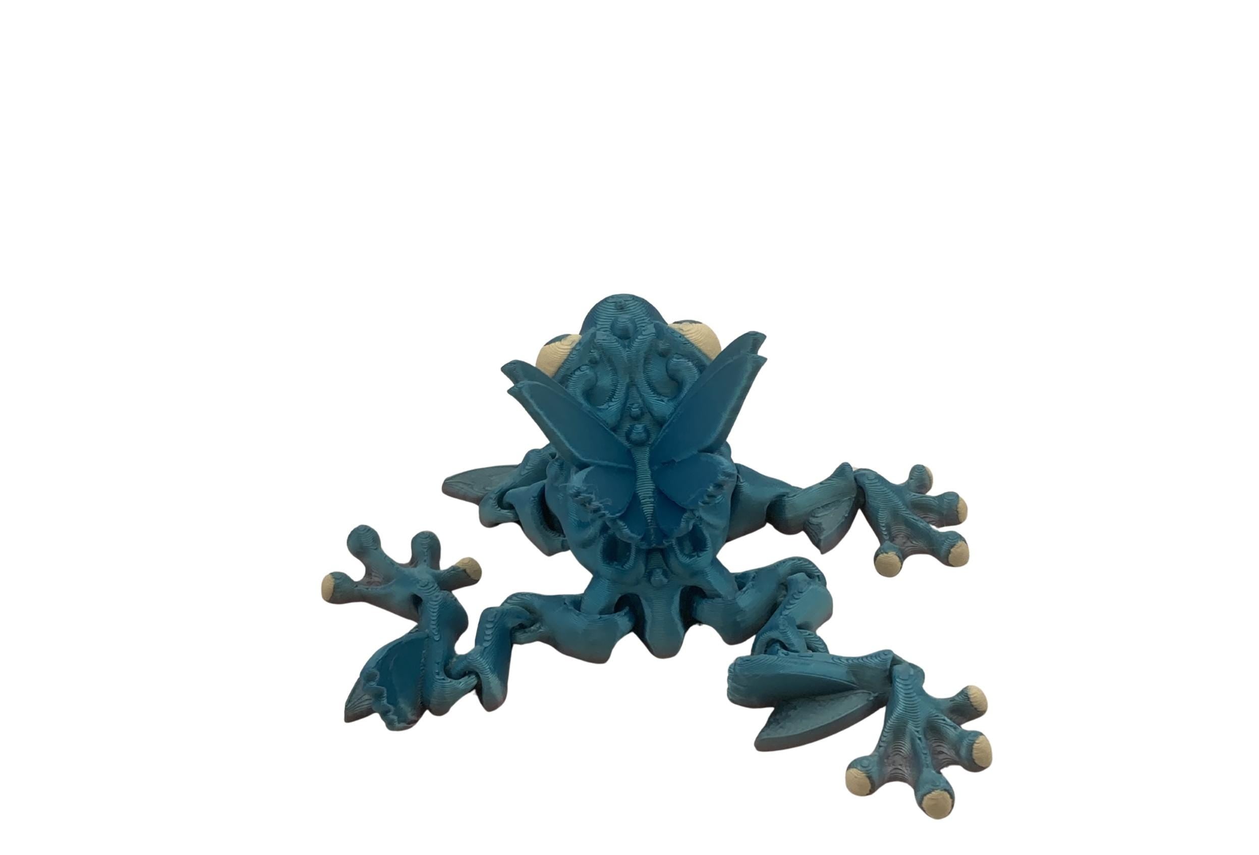 Articulated Flutter Frog Fidget Toy – Cute Desk Pet, Flexi Butterfly Frog Figurine, Sensory Stress Relief , Unique Fantasy Gift, 3D Printed