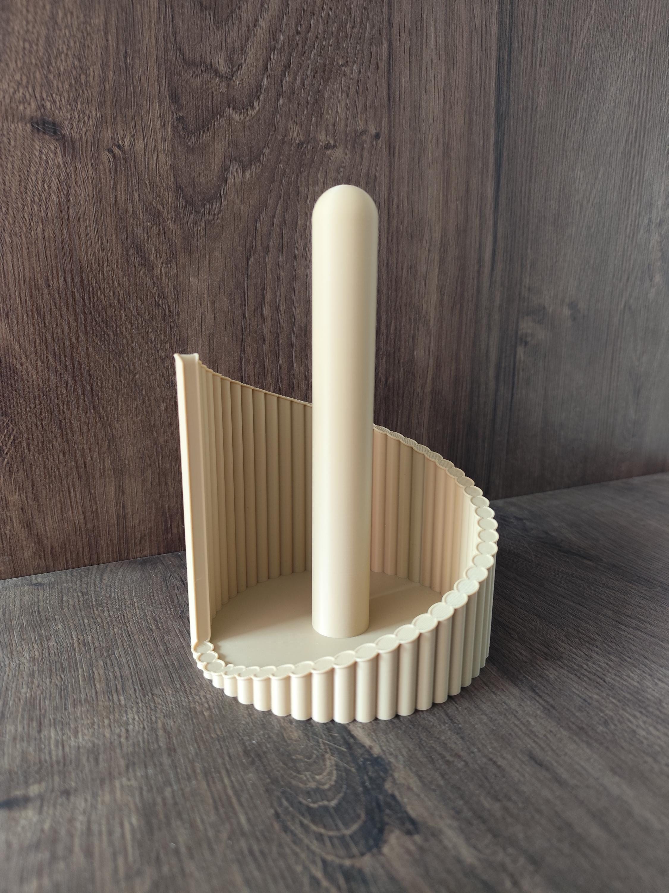 Modern Ribbed Paper Towel Holder - Minimalist Kitchen Counter 3D Printed Stand, Contemporary Vertical Paper Towel Rack, New Home Gift