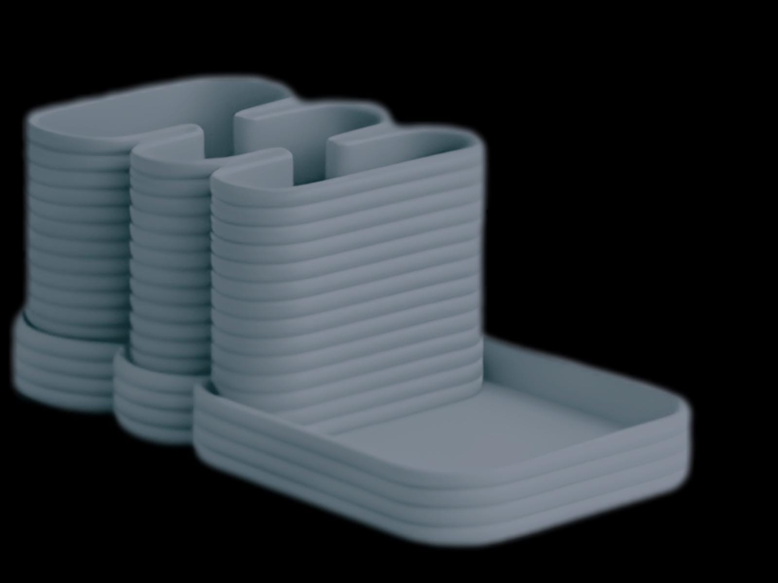 Remote Holder with Catchall Tray Desk Organizer, 3 Compartment 3D Printed Caddy, Removable Insert, Minimalist Tabletop Valet