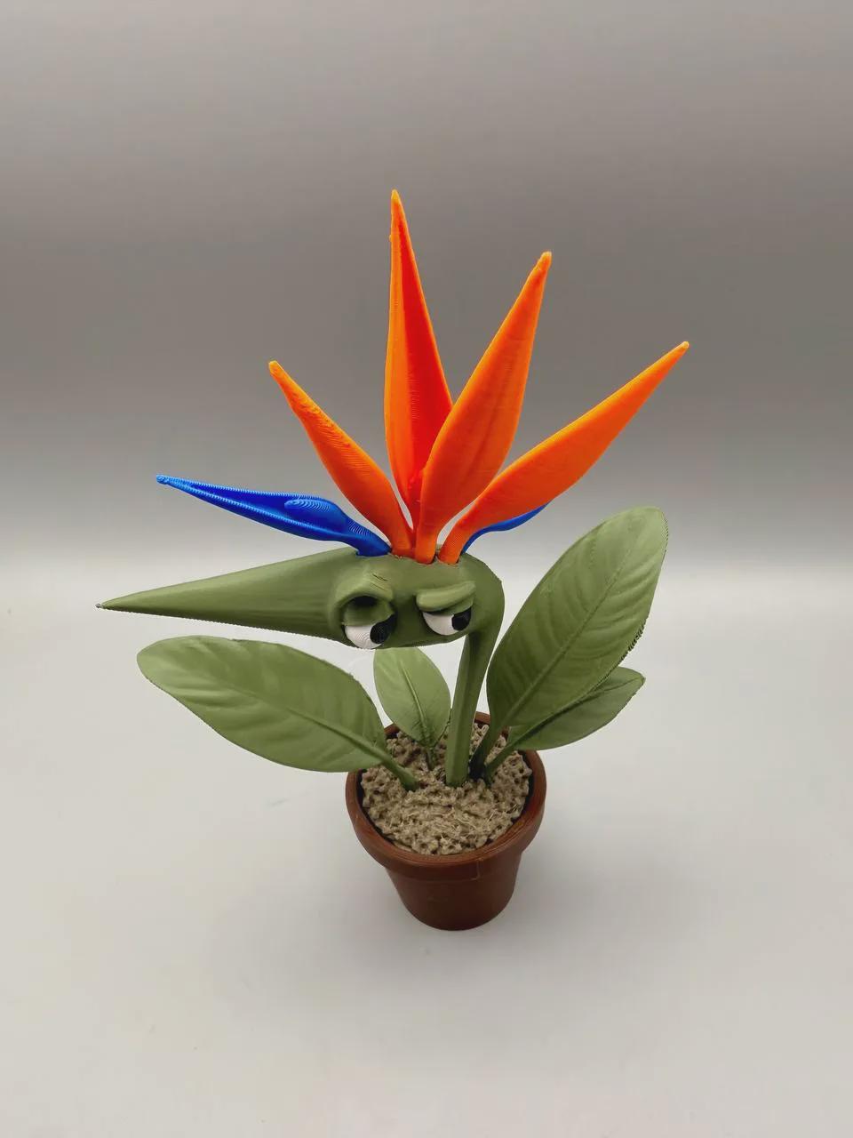 Skeptical Bird of Paradise Figurine, Grumpy Fake Plant That Judges Your Watering Schedule