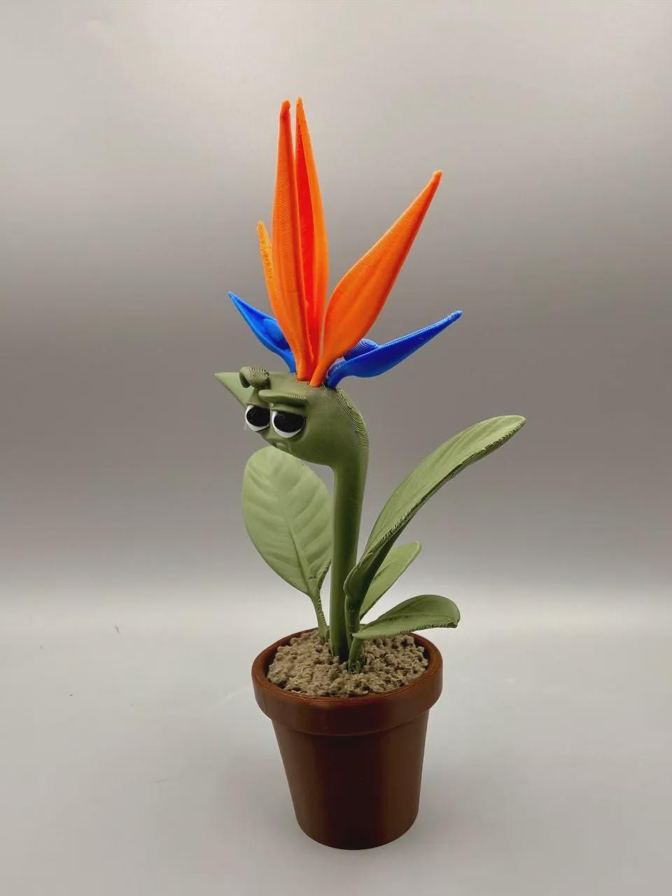 Skeptical Bird of Paradise Figurine, Grumpy Fake Plant That Judges Your Watering Schedule