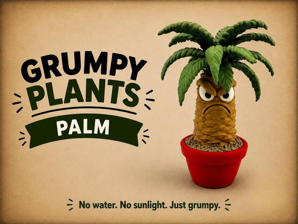 Grumpy Palm Figurine, Tropical Plant Who Refuses to Enjoy the Vacation