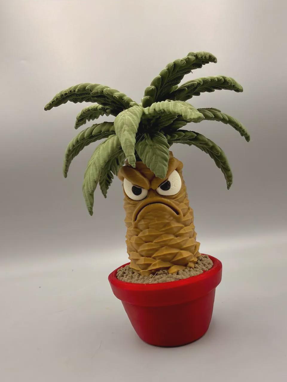 Grumpy Palm Figurine, Tropical Plant Who Refuses to Enjoy the Vacation