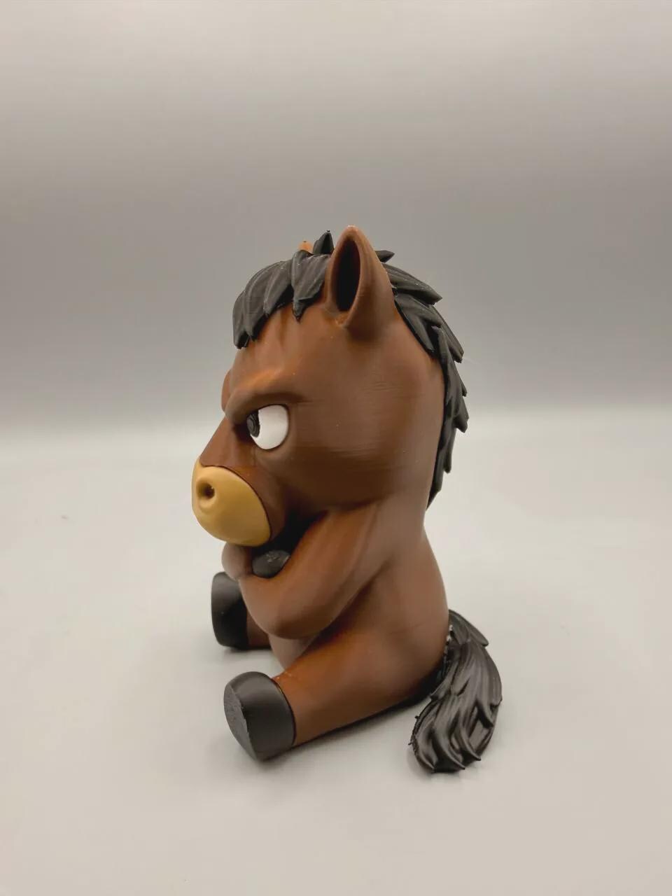 Grumpy Horse 3D Printed Figurine, Funny Horse Desk Decor, Office Shelf Collectible