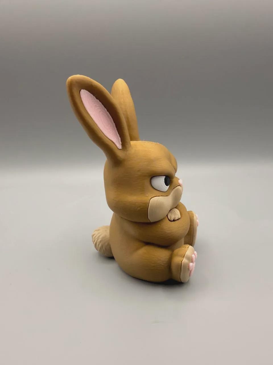 Grumpy Bunny 3D Printed Figurine, Funny Rabbit Desk Decor, Office Shelf Collectible Gift