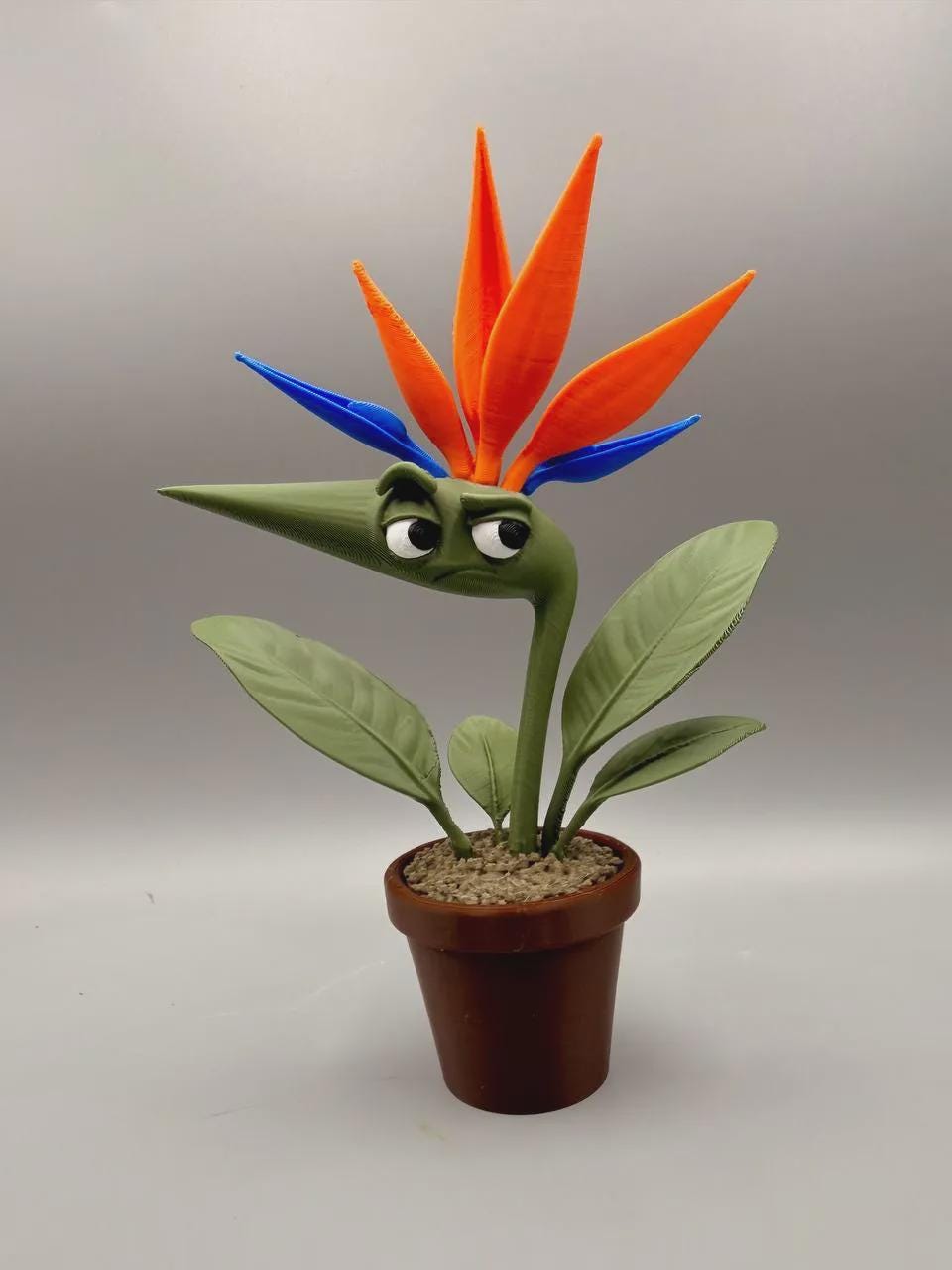 Skeptical Bird of Paradise Figurine, Grumpy Fake Plant That Judges Your Watering Schedule