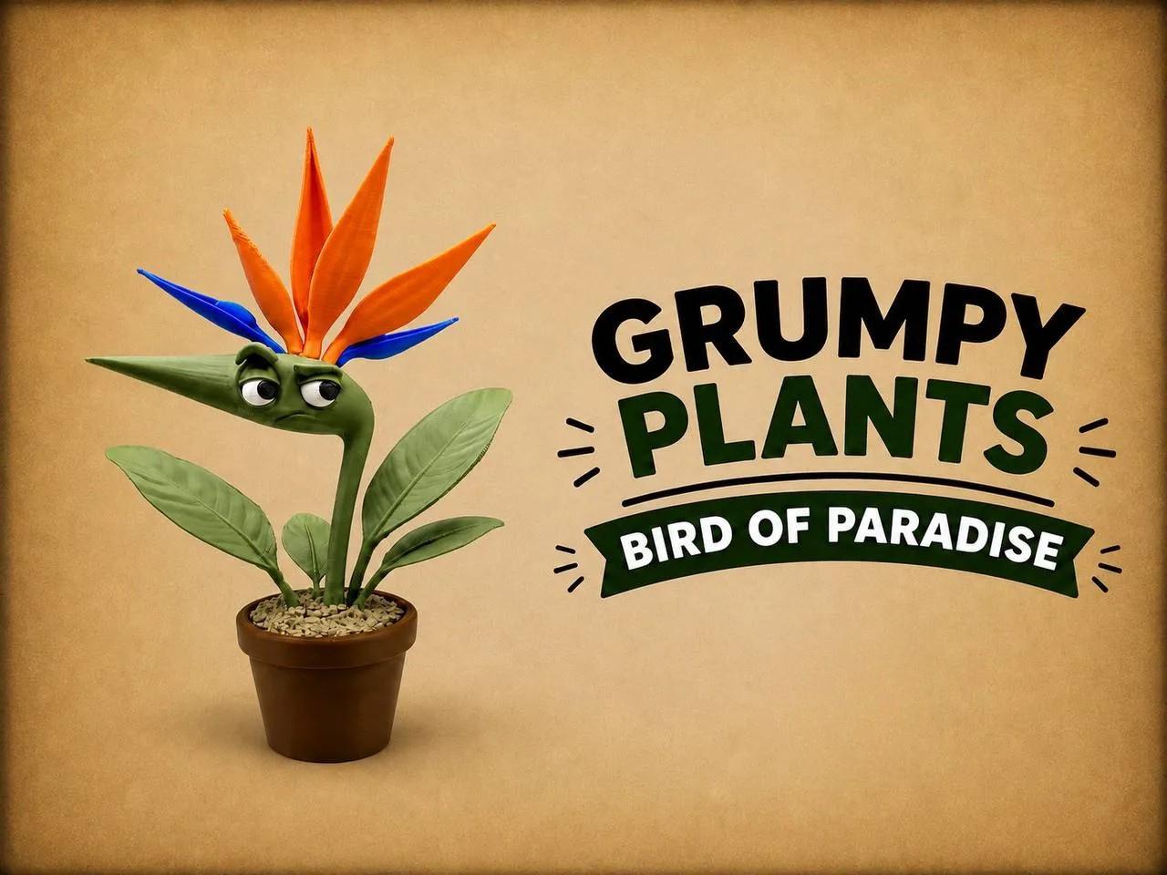 Skeptical Bird of Paradise Figurine, Grumpy Fake Plant That Judges Your Watering Schedule