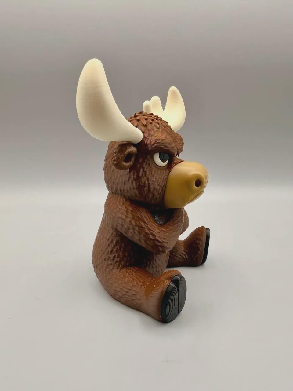 Grumpy Moose Figurine, Funny 3D Printed Desk Decor, Crossed Arms Canadian Moose Collectible Gift