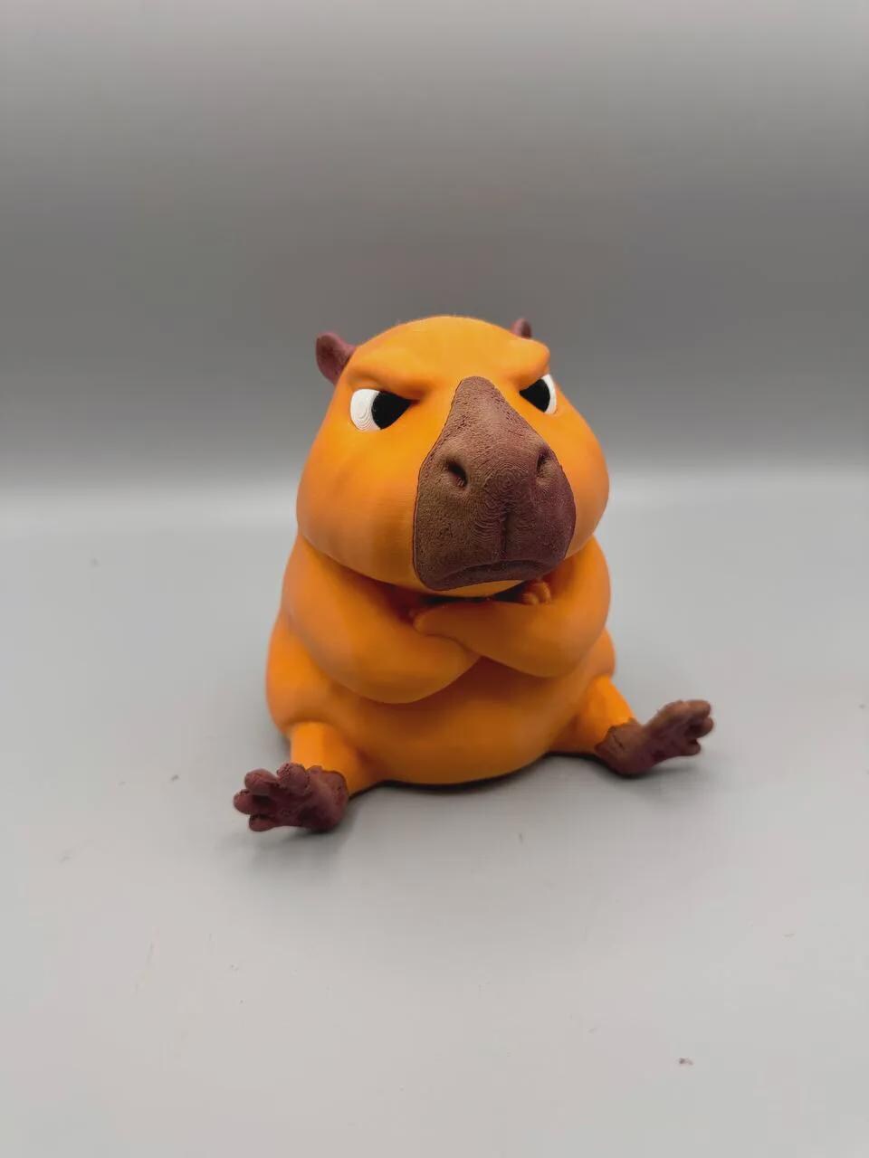 Grumpy Capybara Figurine, Funny 3D Printed Desk Decor, Crossed Arms Capybara Collectible Gift