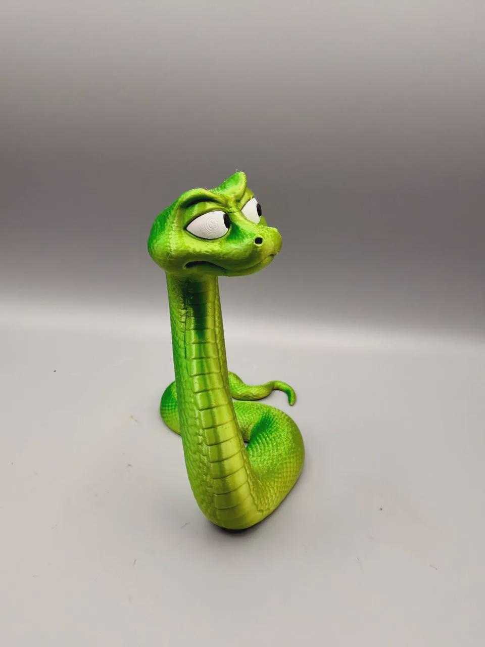 Grumpy Snake Figurine, Funny 3D Printed Desk Decor, Sarcastic Coiled Snake Collectible Gift