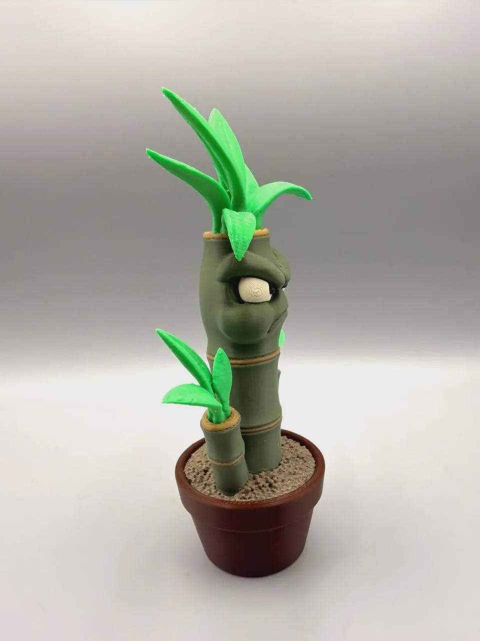 Grumpy Bamboo Figurine, Funny 3D Printed Plant Desk Decor, No-Water Lucky Bamboo Collectible Gift