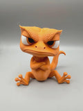 Grumpy Crested Gecko Figurine, Funny 3D Printed Desk Decor, Skeptical Lizard Collectible Gift