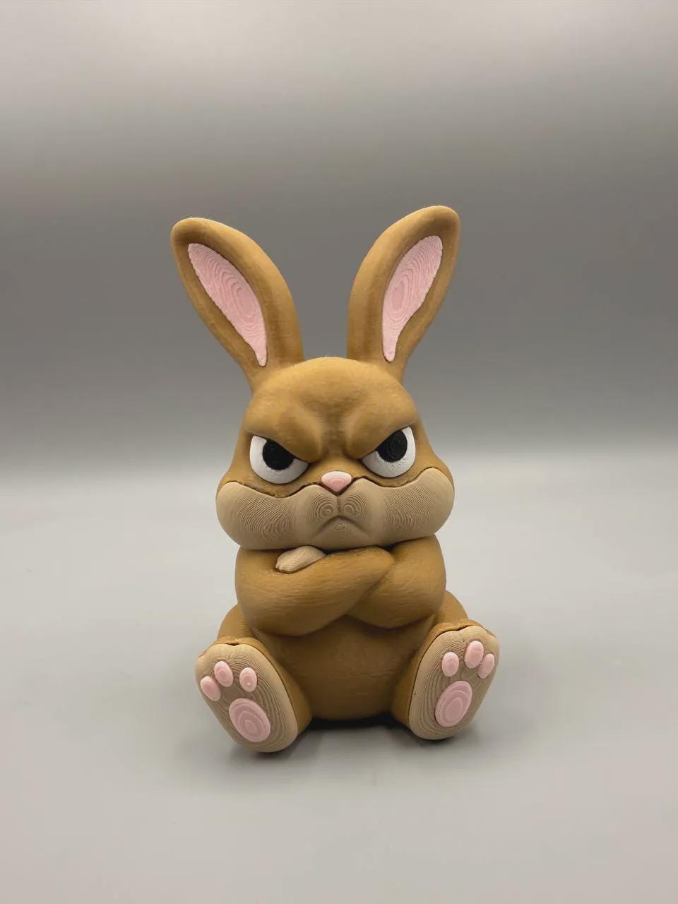 Grumpy Bunny 3D Printed Figurine, Funny Rabbit Desk Decor, Office Shelf Collectible Gift