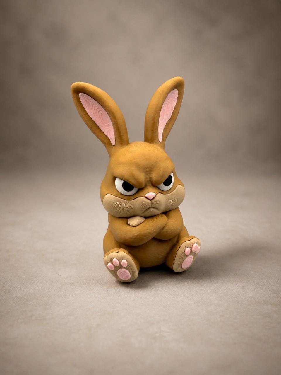 Grumpy Bunny 3D Printed Figurine, Funny Rabbit Desk Decor, Office Shelf Collectible Gift
