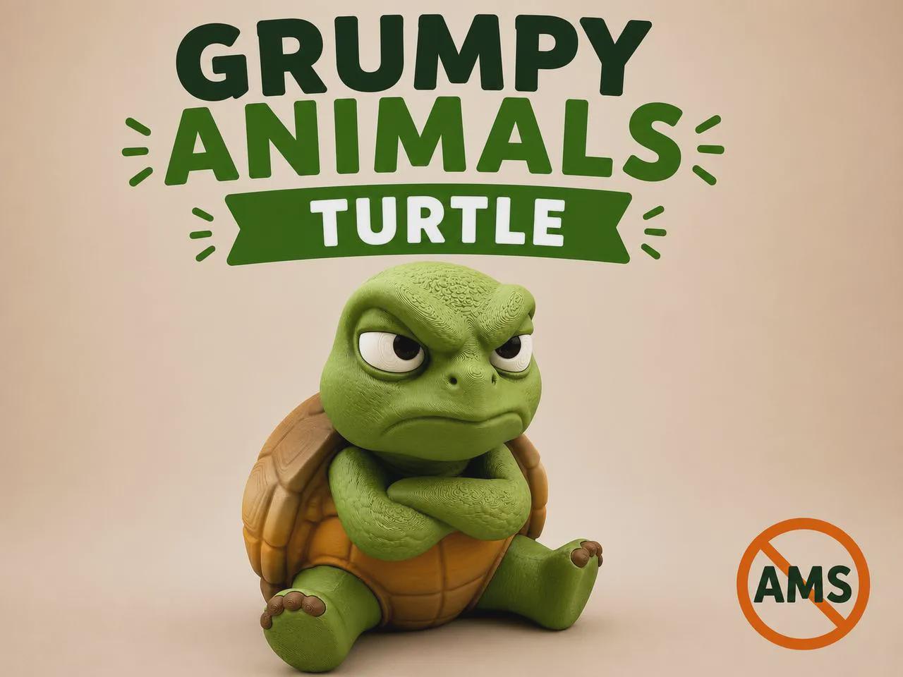 Grumpy Turtle Figurine, Funny 3D Printed Desk Decor, Crossed Arms Collectible Gift