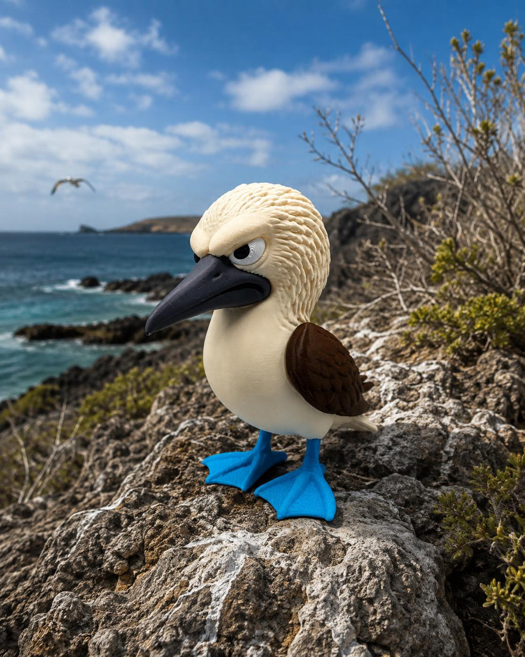 Grumpy Blue-Footed Booby Figurine, Judgy Seabird Who Is Extremely Tired of You Staring at His Feet