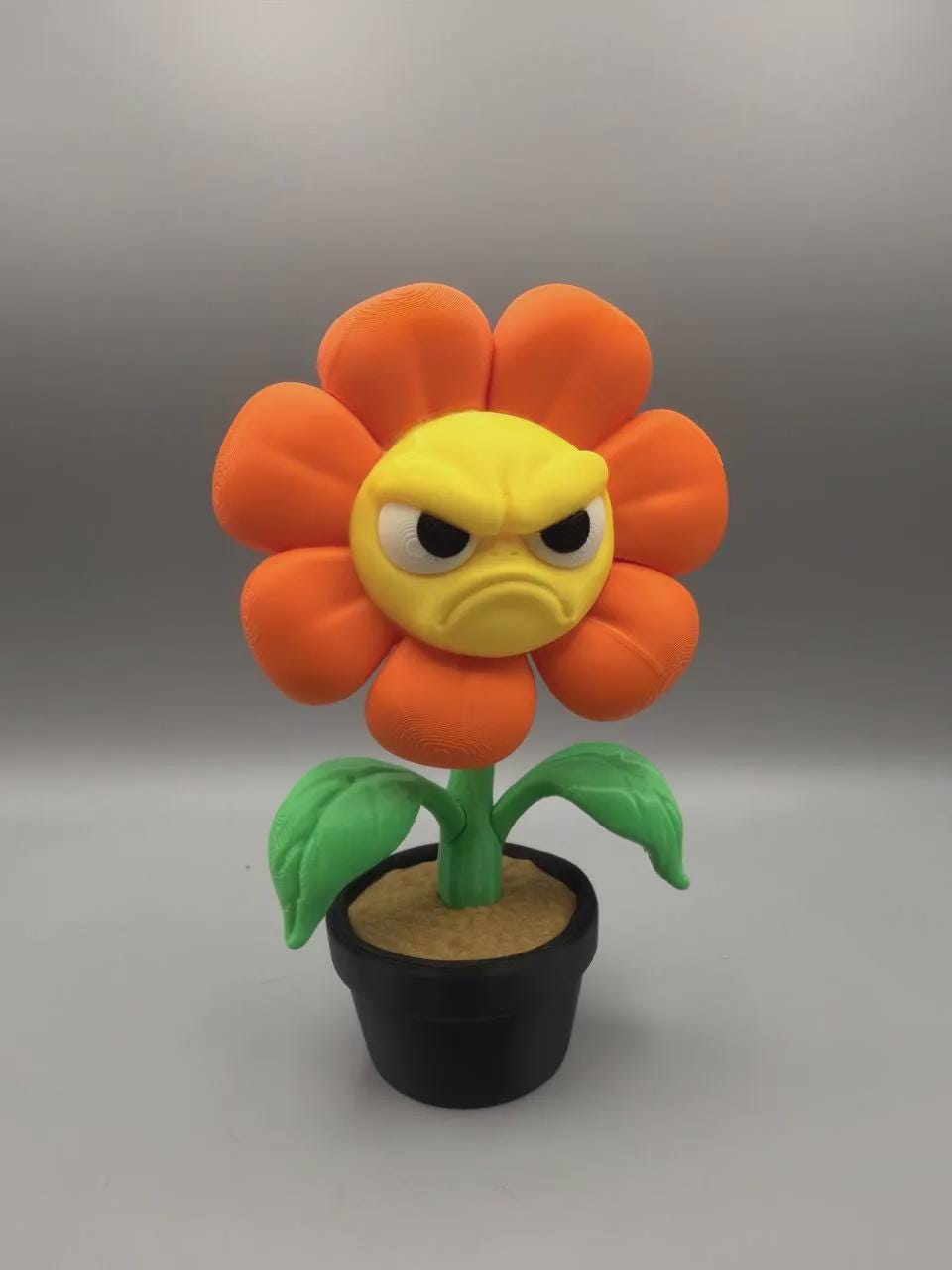 Grumpy Plant Flower Figurine, 3D Printed Fake Potted Plant Decor, Funny Office Desk Shelf Collectible