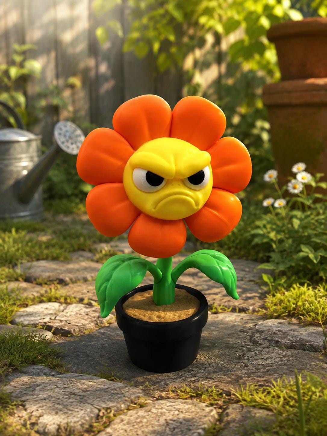 Grumpy Plant Flower Figurine, 3D Printed Fake Potted Plant Decor, Funny Office Desk Shelf Collectible