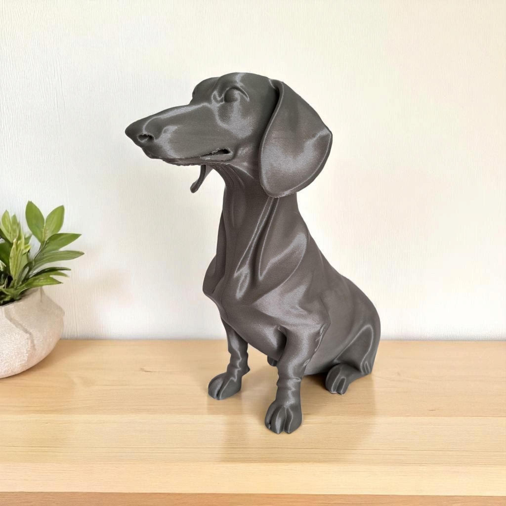Modern Dachshund Statue, Minimalist 3D Printed Dog Sculpture, Sausage Dog Home Decor, Shelf and Desk Accent, Dog Lover Gift