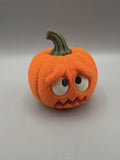 Scared Pumpkin Figurine, Funny 3D Printed Halloween Decor, LED Tealight Holder Collectible