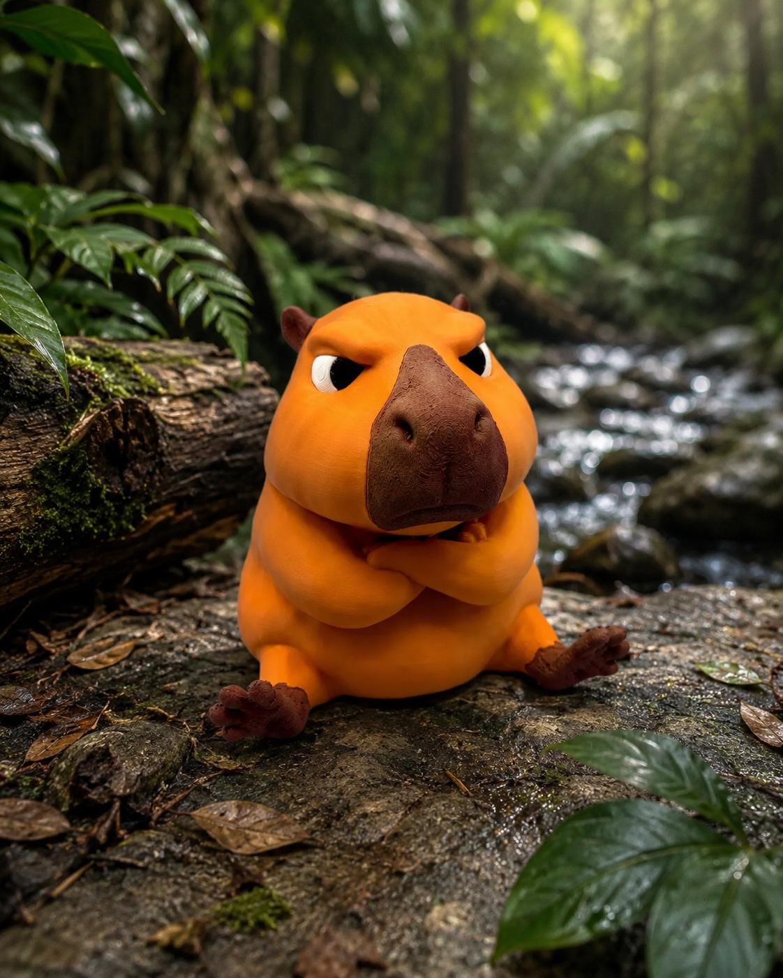 Grumpy Capybara Figurine, Funny 3D Printed Desk Decor, Crossed Arms Capybara Collectible Gift