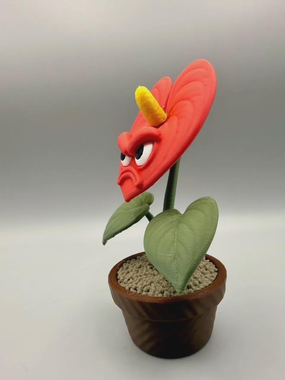 Grumpy Anthurium Figurine, Funny 3D Printed Plant Decor, Heart Shaped Flower With an Attitude, Desk and Shelf Collectible