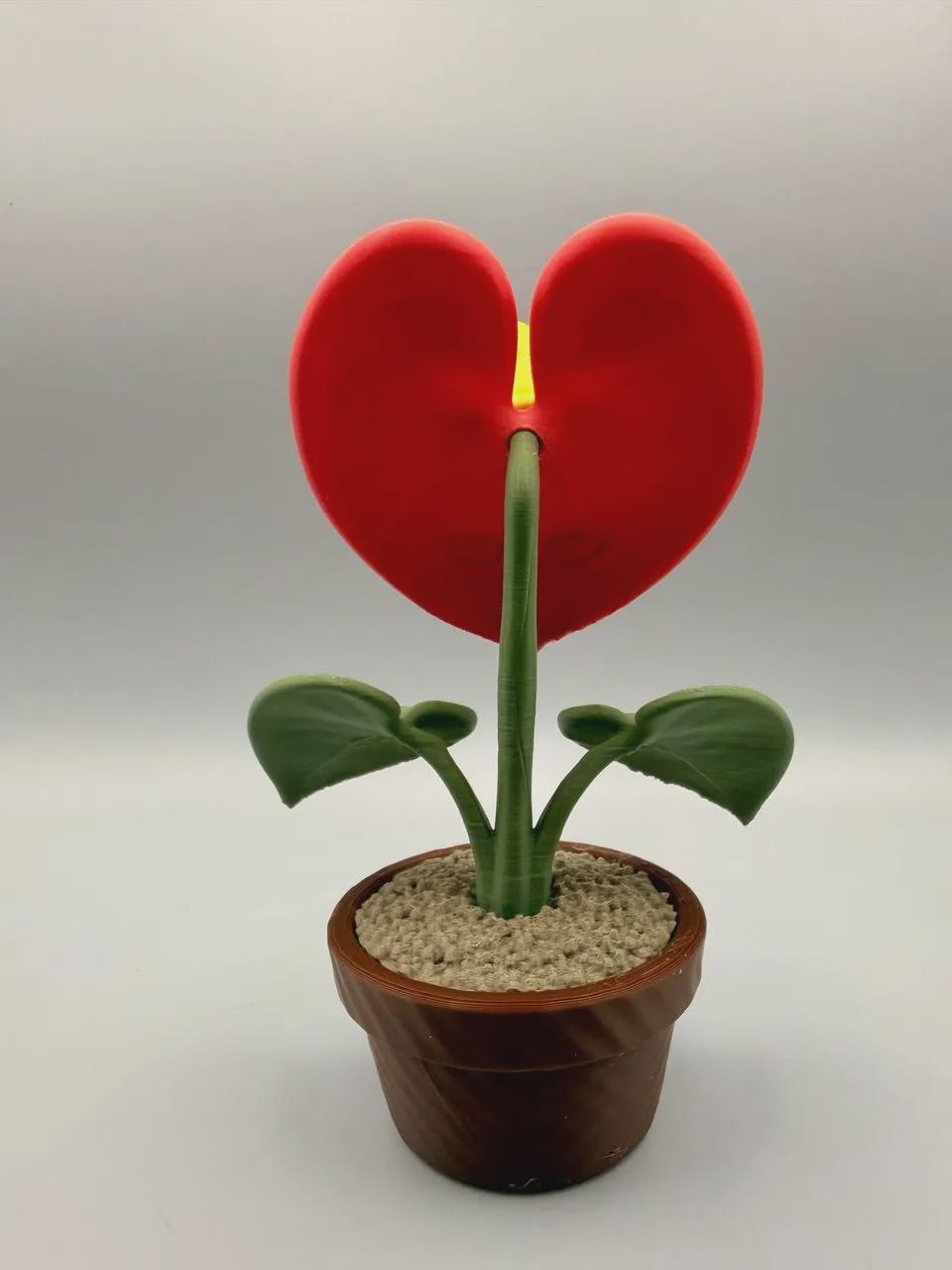 Grumpy Anthurium Figurine, Funny 3D Printed Plant Decor, Heart Shaped Flower With an Attitude, Desk and Shelf Collectible