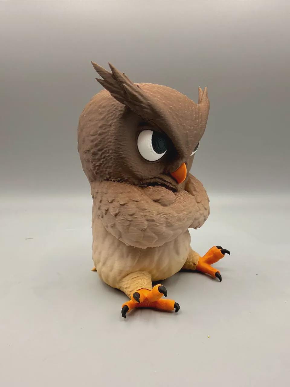 Grumpy Owl Figurine, Funny 3D Printed Desk Decor, Crossed Wings Owl Collectible Gift
