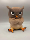 Grumpy Owl Figurine, Funny 3D Printed Desk Decor, Crossed Wings Owl Collectible Gift